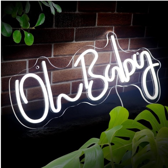 Oh Baby Neon Light Sign for Baby Shower Backdrop Decorations Adjustable, White - Picture 3 of 9